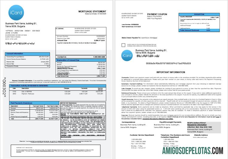 Extrato de hipoteca do Banco Icard da Ucrânia em formatos Word e PDF 1 2 amostra